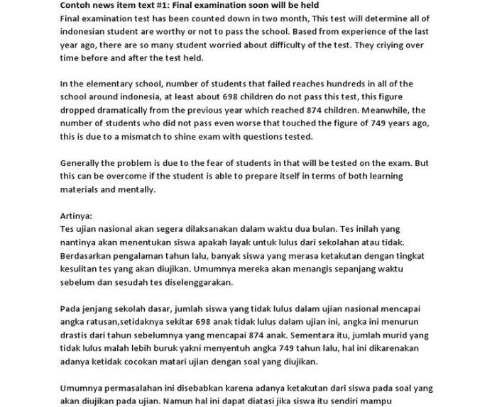 Contoh news item text singkat tentang pendidikan