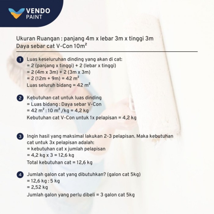 Cara hitung kebutuhan cat tembok