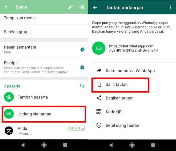 Cara buat link untuk grup whatsapp