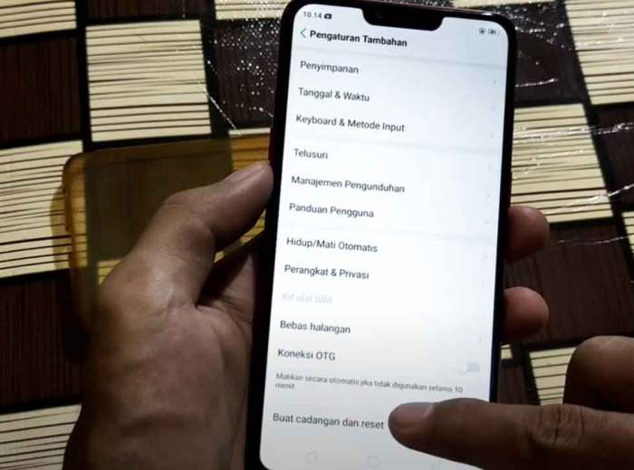 Cara hard reset hp oppo a3s