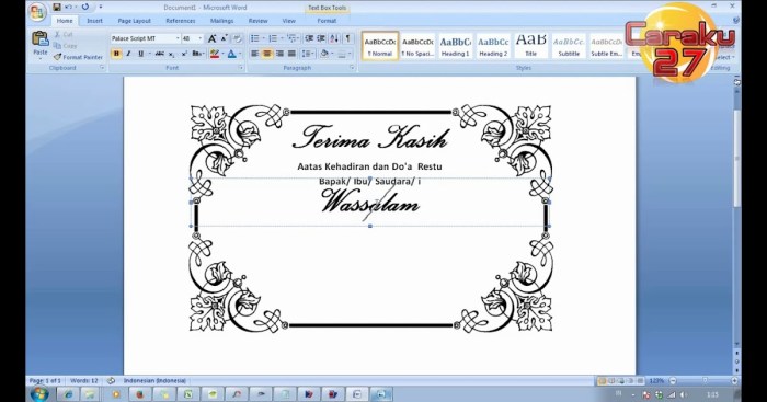 Cara membuat desain kartu ucapan di word
