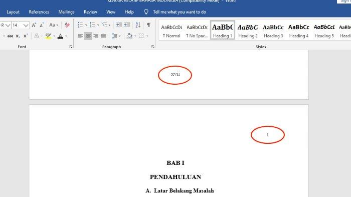Cara kasih no halaman di ms word