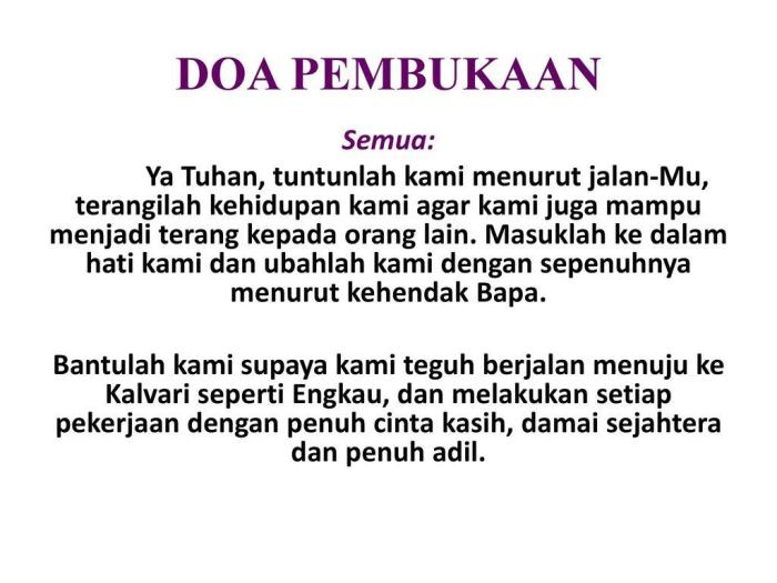 Doa ibadah protestan pembukaan penutup kristus pujian