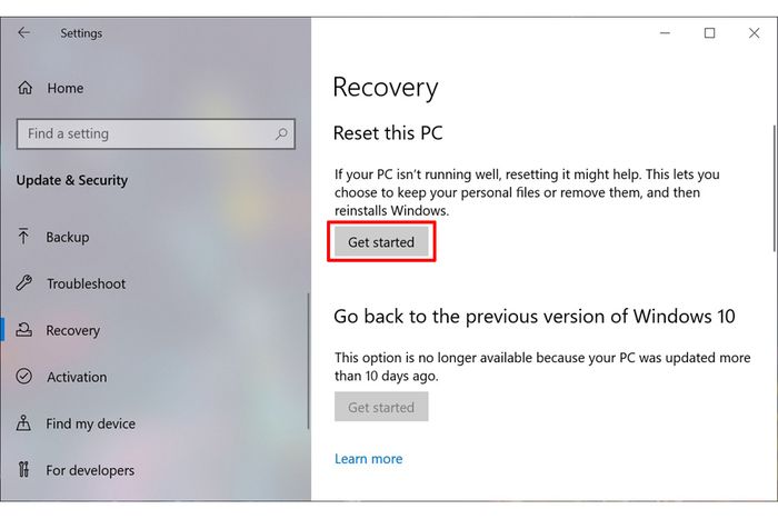 Cara membatalkan reset windows 10