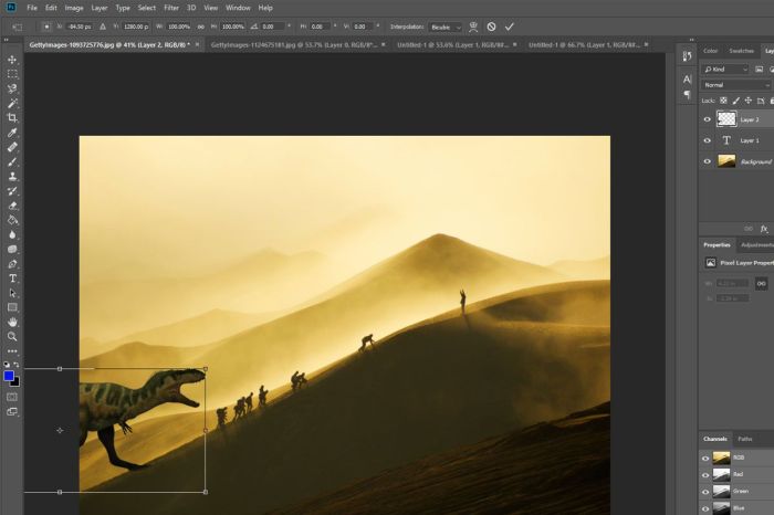 Cara membesarkan layer di photoshop