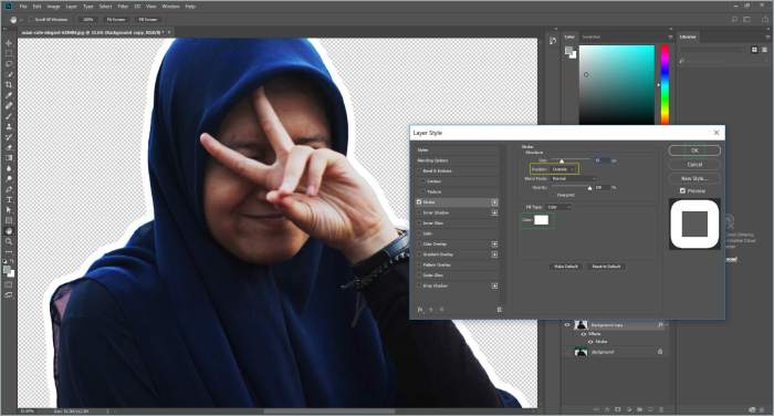 Cara membuat garis tepi huruf di photoshop