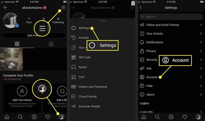Cara menghubungkan instagram dan facebook