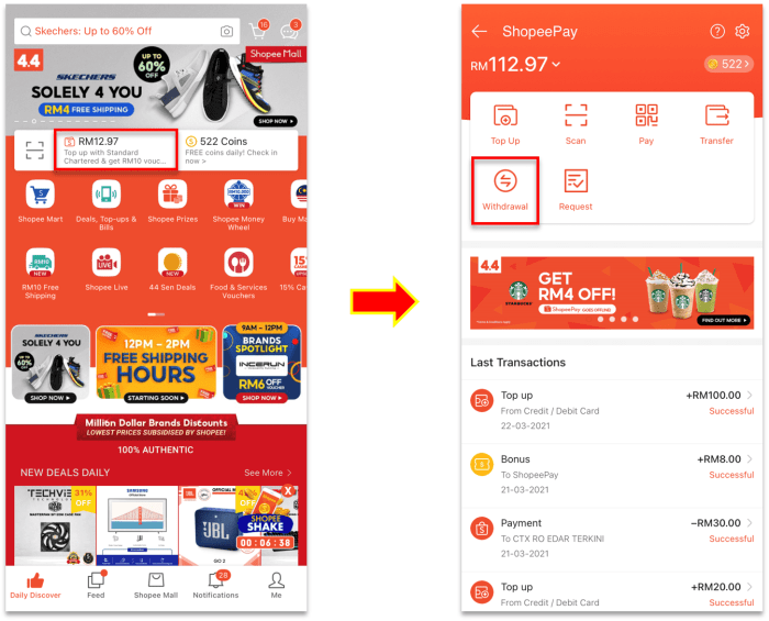 Cara update saldo e money di shopee