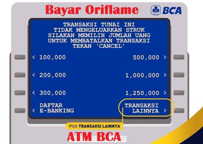 Cara membayar oriflame via atm