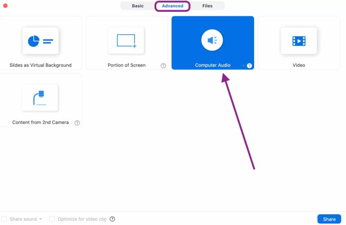 Cara share sound di zoom