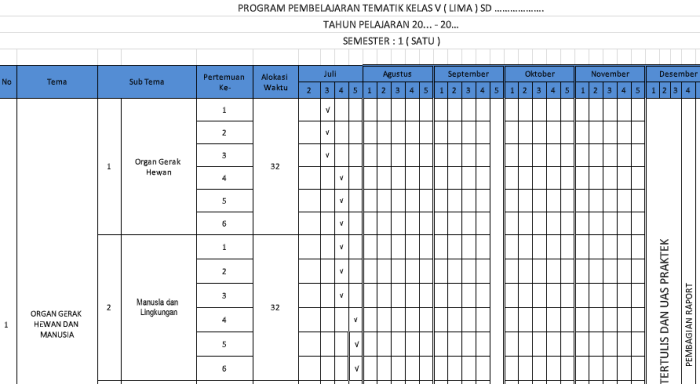 Promes kelas 5 semester 1