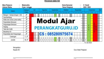 Prota dan promes kurikulum 2013 sd/mi kelas 2 revisi 2017