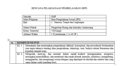 RPP PKn Kelas 7 Semester 1 & 2 Kurikulum 2013