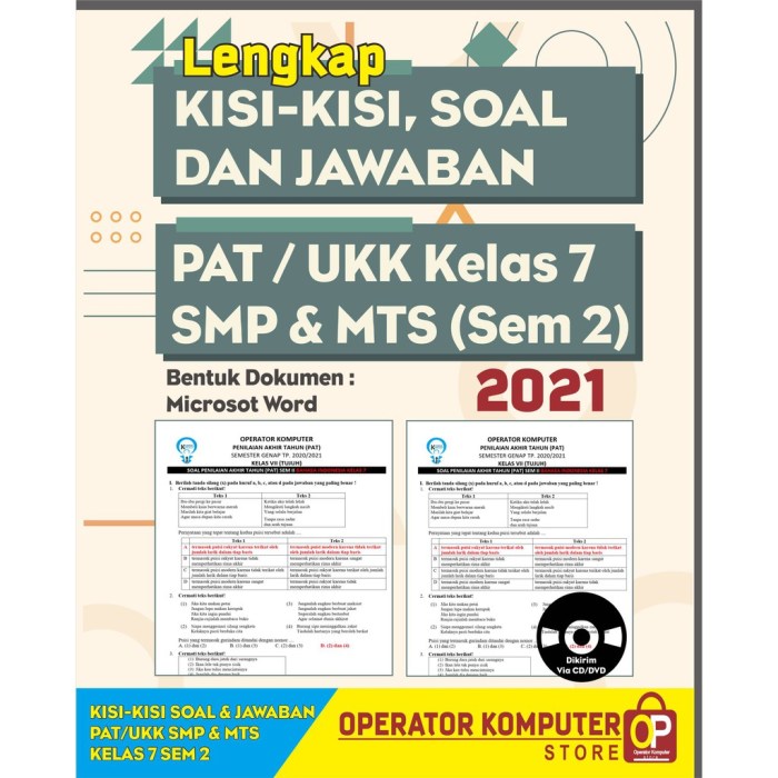 Kisi-kisi pas kelas 7 semester 1 2021