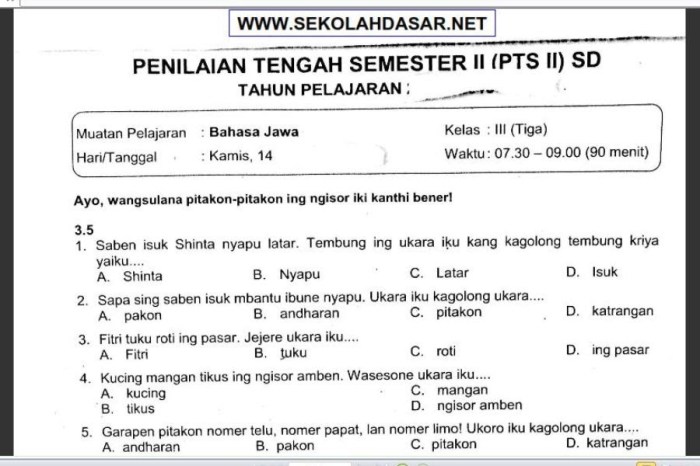 Soal pts kelas 4 semester 1 pdf