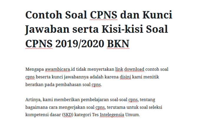 Contoh soal cpns 2020