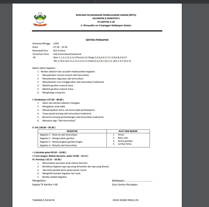 Rpp untuk tk