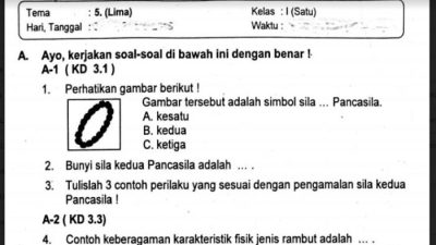Soal tema 5 kelas 1 revisi 2018