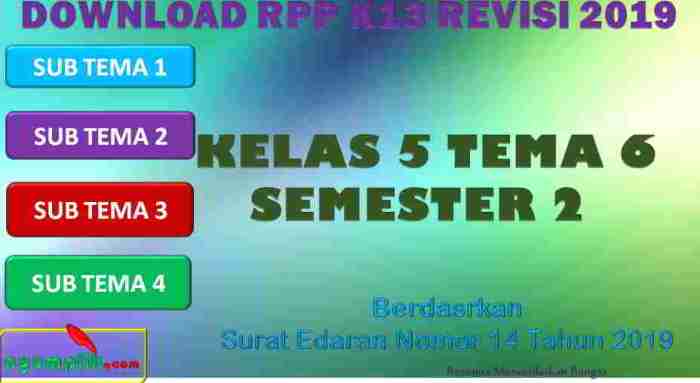 Rpp 1 lembar kelas 5 semester 2 tema 6