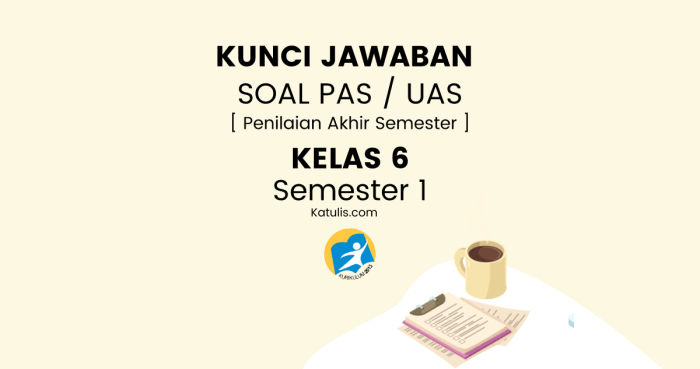 Kisi kisi dan soal pas kelas 6 semester 1 k13