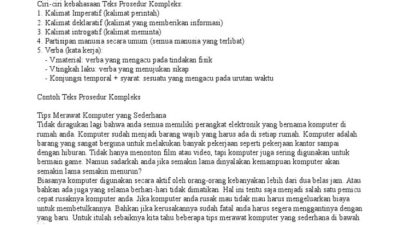 Teks prosedur kompleks memiliki struktur yaitu