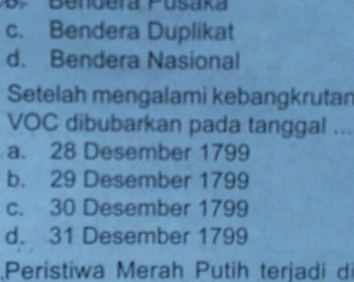 Voc dibubarkan pada tanggal