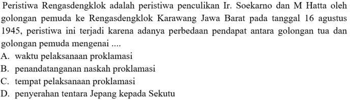 Ketegangan di rengasdengklok dapat diakhiri setelah