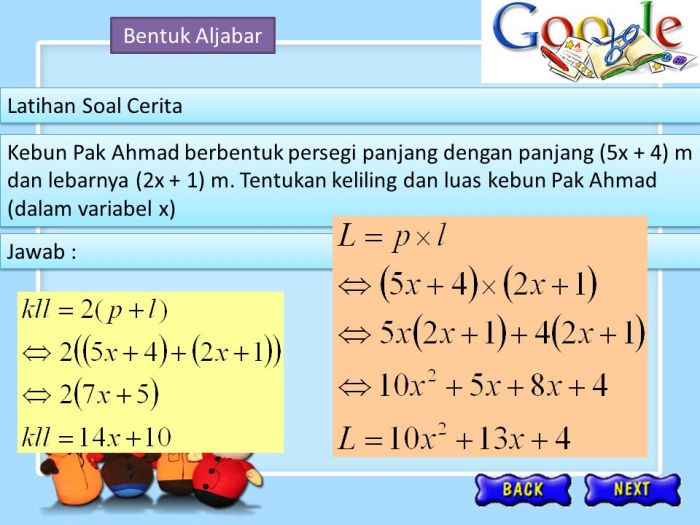 Soal aljabar kelas 7