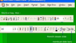 Untuk menambahkan slide baru dapat dilakukan melalui menu bar