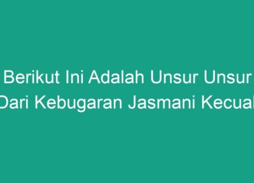 Berikut Ini Adalah Unsur-Unsur Kebugaran Jasmani Kecuali  Identifikasi dan Pemahaman