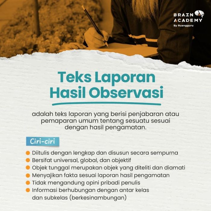 Kaidah kebahasaan teks laporan hasil observasi