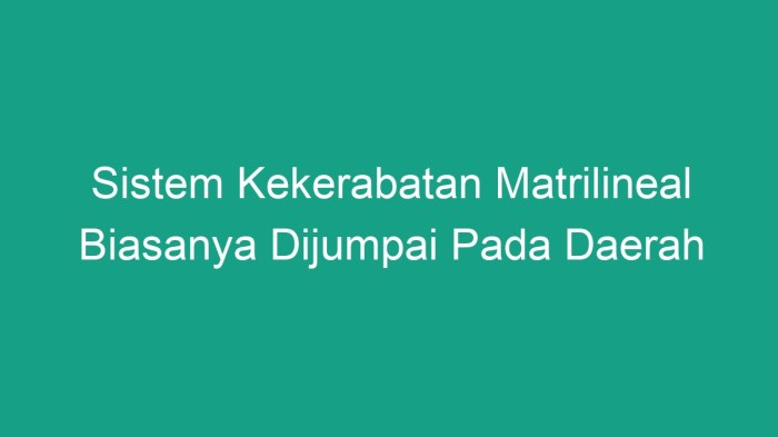Sistem kekerabatan matrilineal biasanya dijumpai pada daerah