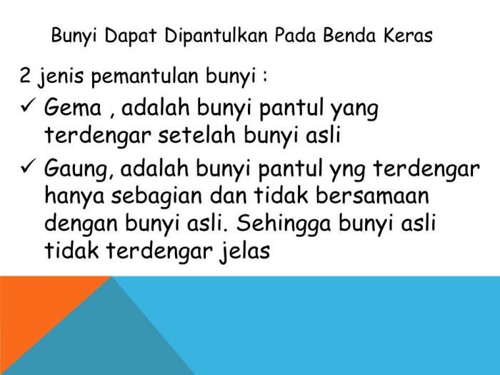 Bunyi pantul yang terdengar setelah bunyi asli disebut