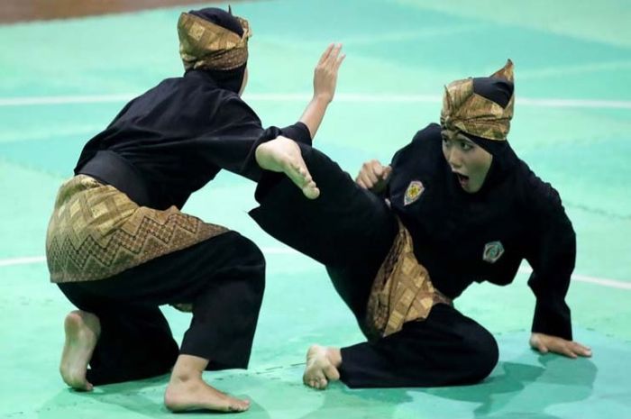 Dalam pencak silat teknik tendangan yang masuk sasaran mendapat nilai