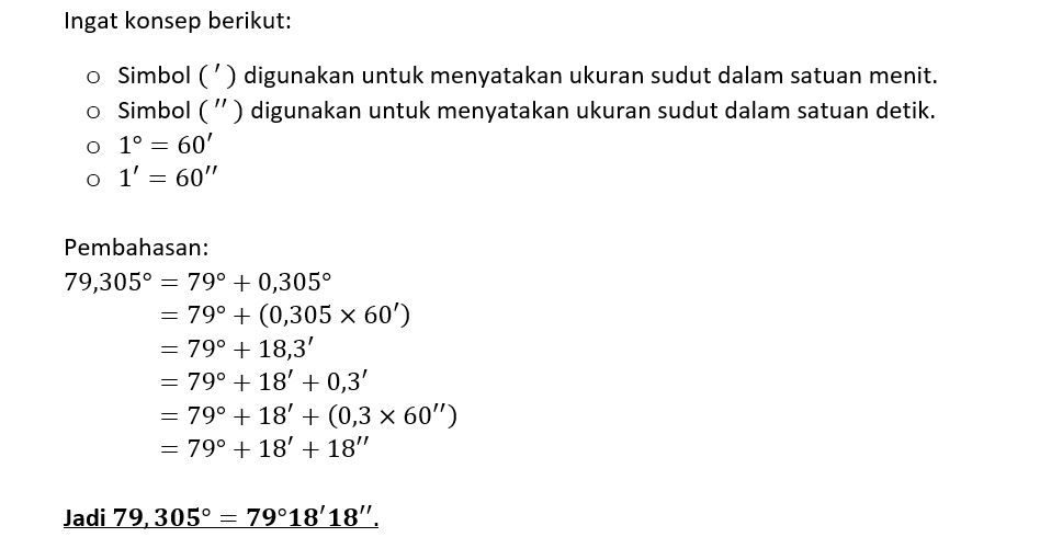 Wujud dari nilai persamaan derajat yaitu
