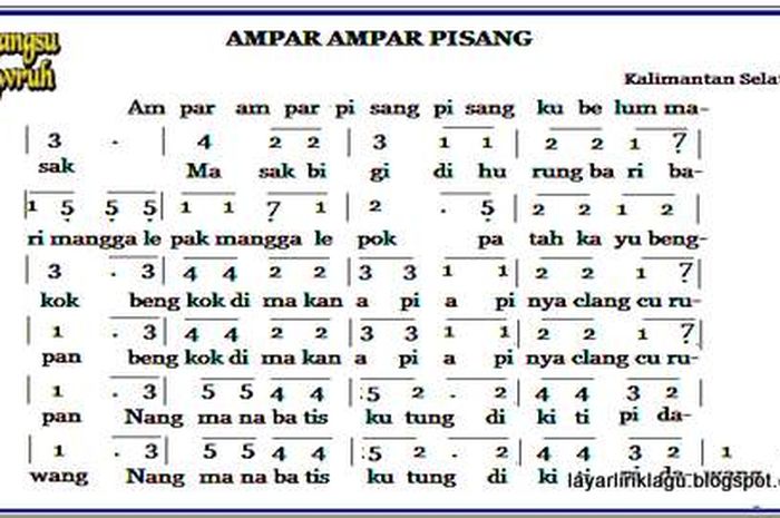Ampar lagu pisang daerah kalimantan selatan sonora lirik liri musik imgx tangga