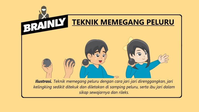 Cara memegang peluru yang benar ialah