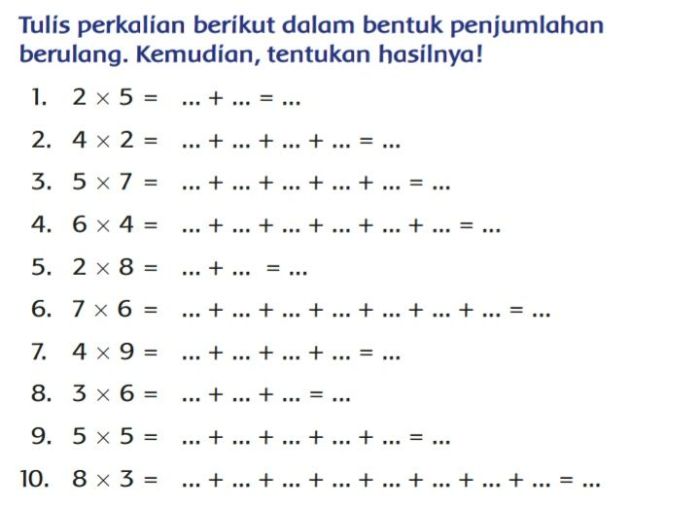 Soal perkalian kelas 2