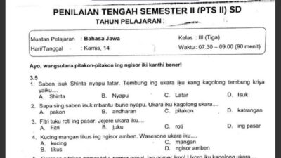 Soal uts kelas 3 sd semester 1 2017