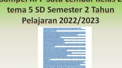 Rpp satu lembar kelas 2