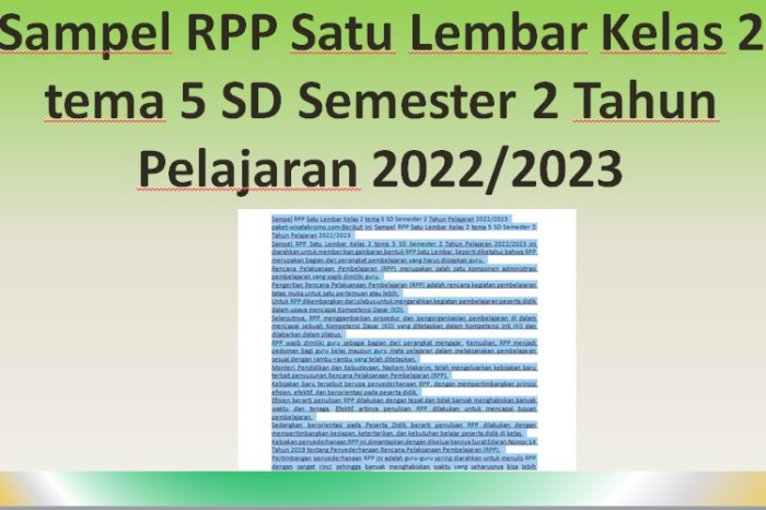 Rpp satu lembar kelas 2