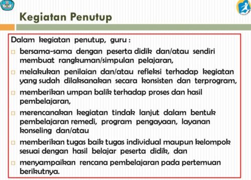 Kegiatan Penutup RPP Mengoptimalkan Pembelajaran dan Membangun Pemahaman Siswa