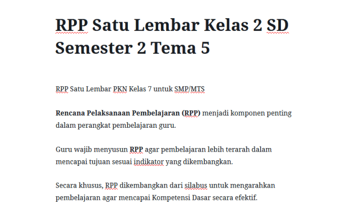Rpp satu lembar kelas 2