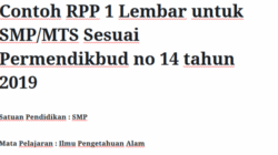 Contoh RPP 1 Lembar SMP Panduan Praktis untuk Guru