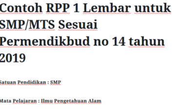 Contoh RPP 1 Lembar SMP Panduan Praktis untuk Guru
