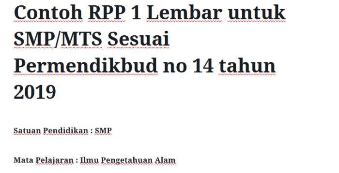 Contoh rpp 1 lembar smp