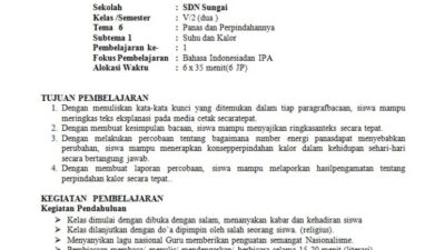 Contoh RPP Satu Lembar Matematika Kelas 5 SD