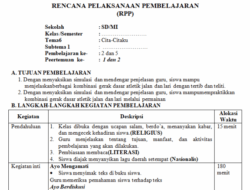 Contoh RPP 1 Lembar SD Pembelajaran Efektif dan Efisien 2 Contoh RPP 1 Lembar SD Pembelajaran Efektif dan Efisien