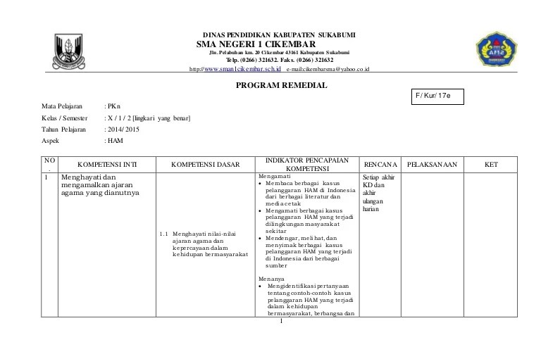 Contoh remedial dan pengayaan dalam rpp