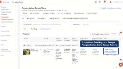 Cara pengajuan pengembalian barang di shopee